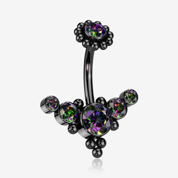 Blackline Bali Beaded Flora Sparkle Internally Threaded Belly Button Ring-Vitrail Medium